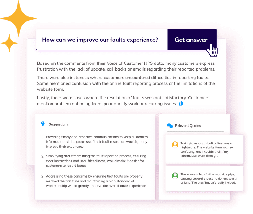 Call Transcript from customer chat being summarized by AI into Qualitative and quantitative data and insights