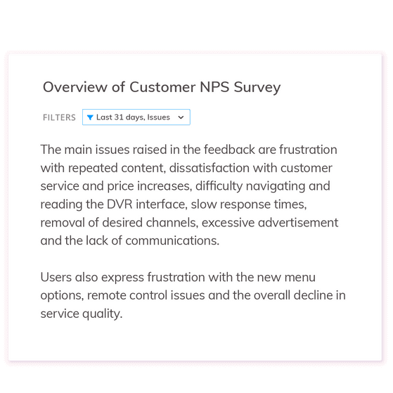Customer feedback analyzed in Thematic