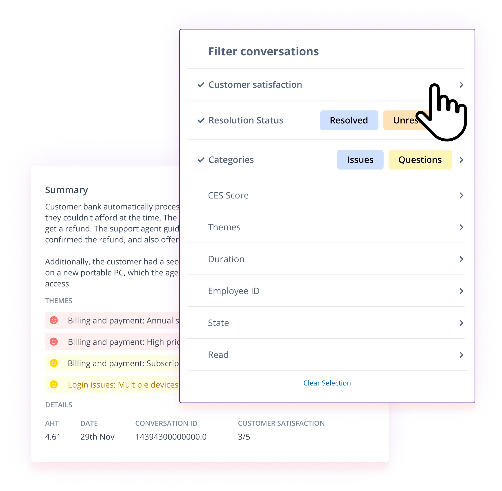 Conversational analytics measuring customer satisfaction
